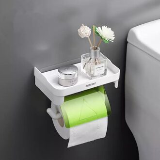 Multifunctionele Toiletrolhouder Rack Wall Mount Roll Papier Opbergrek Keuken Papierrol Rack Planken Badkamer Accessoires groen