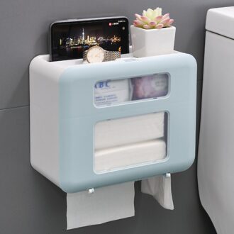 Multifunctionele Toiletrolhouder Waterdicht Stofdicht Papieren Handdoek Houder Praktische Badkamer Accessoires Houder Voor Papieren Handdoek Blauw