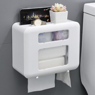Multifunctionele Toiletrolhouder Waterdicht Stofdicht Papieren Handdoek Houder Praktische Badkamer Accessoires Houder Voor Papieren Handdoek wit
