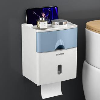 Multifunctionele Toiletrolhouder Waterdicht Wc Tissue Opbergdoos Wall Mount Badkamer Product Badkamer Accessoires blauw