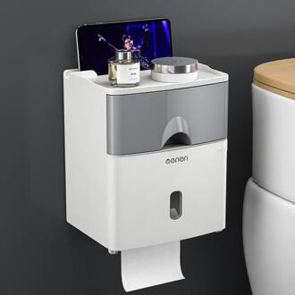 Multifunctionele Toiletrolhouder Waterdicht Wc Tissue Opbergdoos Wall Mount Badkamer Product Badkamer Accessoires grijs