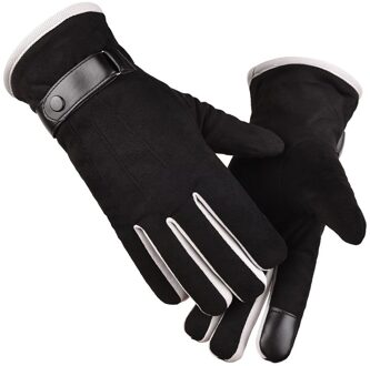 Multifunctionele Touch Telefoon Guantes Mannen Rijden Warm Houden Punt Vinger Winddicht Winter Suede Screen Handschoenen zwart