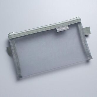 Multifunctionele Transparante Mesh Cosmetische Zakken Vrouwen Make Purse Case Nylon Materiaal Reizen Accessoires Reistas L grijs