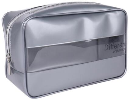 Multifunctionele Travel Organizer Helder Make Bag Pouch Toilettas Wassen Beaut Kit Schoonheidsspecialist Cosmetische Bag Case Zilver