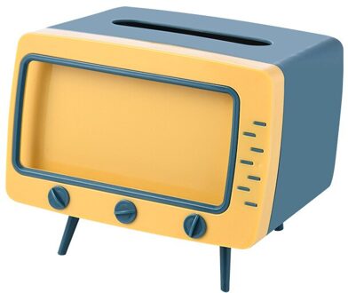 Multifunctionele Tv Vorm Tissue Doos Mobiele Telefoon Rack Huishouden Keuken Tissue Opbergdoos Woonkamer Pompen Doos Thuis blauw