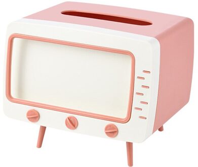 Multifunctionele Tv Vorm Tissue Doos Mobiele Telefoon Rack Huishouden Keuken Tissue Opbergdoos Woonkamer Pompen Doos Thuis roze