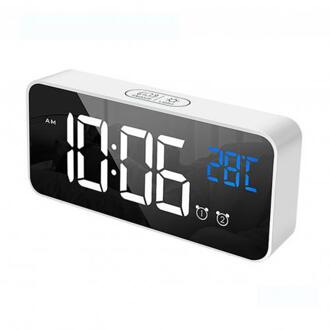 Multifunctionele Usb Oplaadbare Led Digitale Scherm Snooze Wekker wit