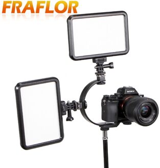 Multifunctionele Verstelbare Fotografie C Vorm Metalen Flash Bracket Camera Twee Hotshoe Mounts Flash Houder Voor Camera Camcorder