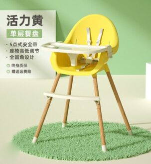 Multifunctionele Verstelbare Lade Opvouwbare Draagbare Kids Baby Hoge Stoel Met Pu Kussen 2:1 Baby Feeding High Chair geel