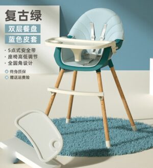 Multifunctionele Verstelbare Lade Opvouwbare Draagbare Kids Baby Hoge Stoel Met Pu Kussen 2:1 Baby Feeding High Chair groen PU cushion