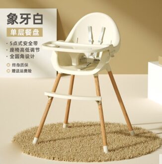 Multifunctionele Verstelbare Lade Opvouwbare Draagbare Kids Baby Hoge Stoel Met Pu Kussen 2:1 Baby Feeding High Chair wit