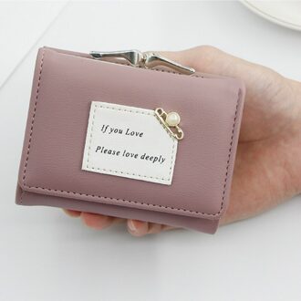 Multifunctionele Vrouwen Portemonnee Vrouwelijke Korte Mode Drievoudige Portemonnee Eenvoudige Leuke Student Clutch Kaarthouder Portemonnee Paars