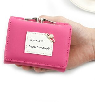 Multifunctionele Vrouwen Portemonnee Vrouwelijke Korte Mode Drievoudige Portemonnee Eenvoudige Leuke Student Clutch Kaarthouder Portemonnee RoseRed