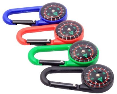 Multifunctionele Wandelen Metalen Karabijnhaak Mini Kompas Thermometer Sporting Outdoor Goederen Sleutelhanger 1 Pc willekeurig 1stk