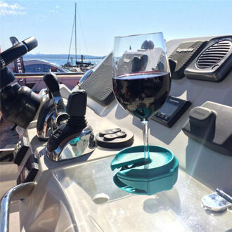 Multifunctionele Wijnrek Houder Met Zuignap Outdoor Wijnglas Bier Houder Met Vaste Riem Opslag Plank Rek zwart