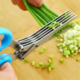 Multilayer Rvs Multifunctionele Messen Keuken Schaar Bieslook Cutter Herb Spice Keuken Slicer Versnipperd Sjalot Cut