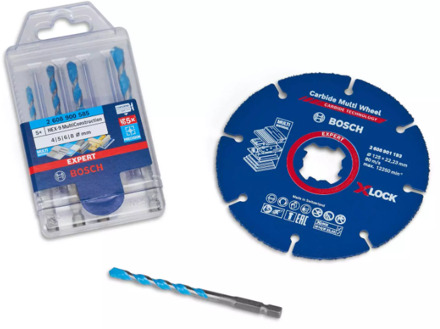 Multimaterial Multi Wheel X-LOCK doorslijpschijf 125 mm + MultiConstruction universeelborenset - 061599765R