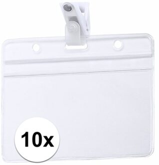 Multipack van 10x ID badgehouder met bevestigings clipje 11,5 x 9,2 cm
