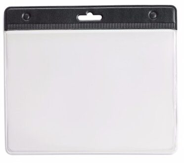 Multipack van 10x stuks Badgehouders - zwart - 11,5 x 9,5 cm - voor aan een lanyard of keycord
