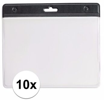 Multipack van 10x stuks Badgehouders - zwart - 11,5 x 9,5 cm - voor aan een lanyard of keycord