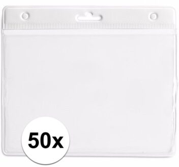 Multipack van 50x stuks Badgehouders - wit - 11,5 x 9,5 cm - voor aan een lanyard of keycord