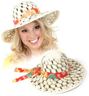Multipak van 2x stuks flower Power verkleed hoed stro voor dames