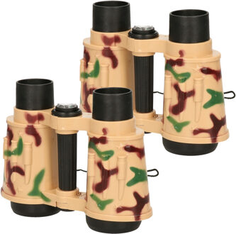 Multipak van 2x stuks kinder speelgoed verrekijkers leger camouflage 15 cm