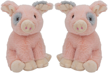 Multipak van 2x stuks pluche dieren knuffels Varkens/biggetjes van 18 cm