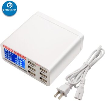 Multipoort Usb Opladen Station Eu Ons Uk Plug Lcd Display Snelle Oplader Mobiele Telefoon Snel Opladen Station Voor Iphone Ipad reparatie 40W model- 896 / UK