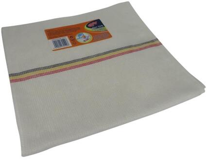 Multy Dweil gestikt met streep 70x60cm wit