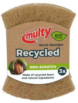 Multy Gerecycled Eco-vriendelijke Sponsen | 3 Stuks | Milieuvriendelijk | Krasvrij | Neemt vuil en water op | Schoonmaakspons