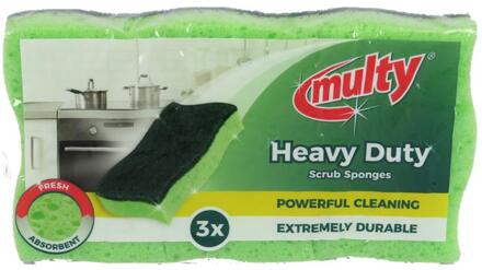 Multy Heavy Duty Schuursponsen Groen 3-pack