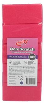 Multy Niet-krassende Schuursponsen Met Greep 13x6,5x4,5cm 10-pack Roze