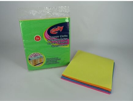 Multy sponsdoeken 18x20cm pak a 3 stuks verschillende