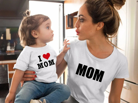 Mum Mama and Daughter T Shirts Dress Mother Daughter Tshirt Love Mom Mommy and Me Clothes Family Matching Outfits Look Clothing