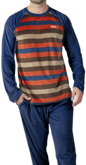 Munich Fluwelen herenpyjama met lange mouwen en ronde hals MU3 Blauw