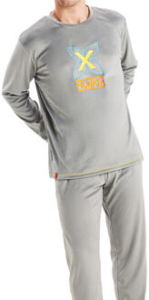 Munich Fluwelen herenpyjama met lange mouwen en ronde hals MU3 Grijs - 2XL