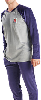 Munich Fluwelen herenpyjama met lange mouwen en ronde hals MU3 - maat Blauw