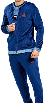 Munich Fluwelen pyjamajasje met lange mouwen MUDP0153 Blauw