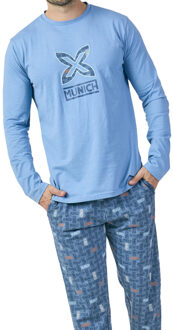 Munich MU16 Herenpyjama Lange Mouwen Blauw