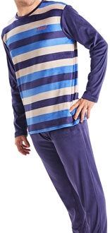 Munich MU3 Herren-Pyjama aus Samt mit Rundhalsausschnitt und langen Ärmeln Blauw - 2XL