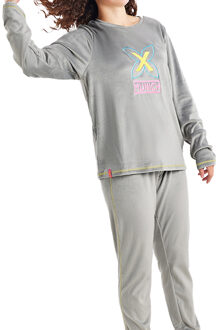 Munich Winterpyjama lange mouw fluweel MU5 vrouwen Grijs