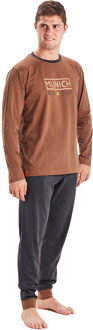 Munich Winterpyjama lange mouw ronde hals MU1 heren Bruin - 2XL