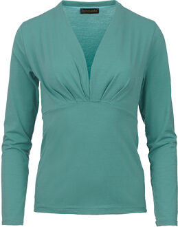 Munt imitatiewikkeltop met lange mouwen van duurzame stretchjersey. Mint - EU 36 / UK 8