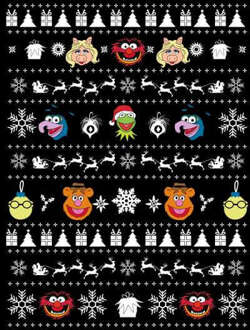 Muppets Pattern Women's Christmas Jumper - Black - 5XL Zwart