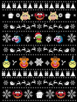 Muppets Pattern Women's Christmas T-Shirt - Black - 3XL Zwart