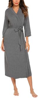 MUQGEW vrouwen herfst warme badjas katoen vrouwen 4/3 Mouw V-hals Lichtgewicht Met Riem Lange Robe Badjas Nachtkleding # g3 XL