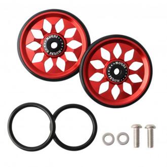 Muqzi 1 Paar Fiets Easywheel Voor Brompton Vouwfiets Aluminium Super Lichtgewicht Met Bouten Wielen Rood