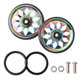 Muqzi 1 Paar Holle Lichtgewicht Vouwfiets Aluminium Super Lichtgewicht Wielen + Titanium Bouten Voor Brompton veelkleurig