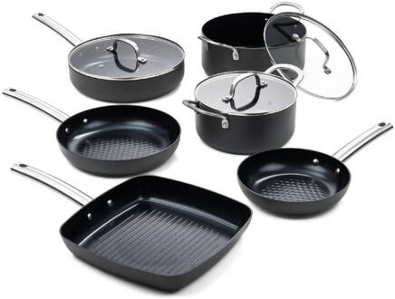 Murray Speciaal set - Pannenset 6 delig - RVS grepen Grijs